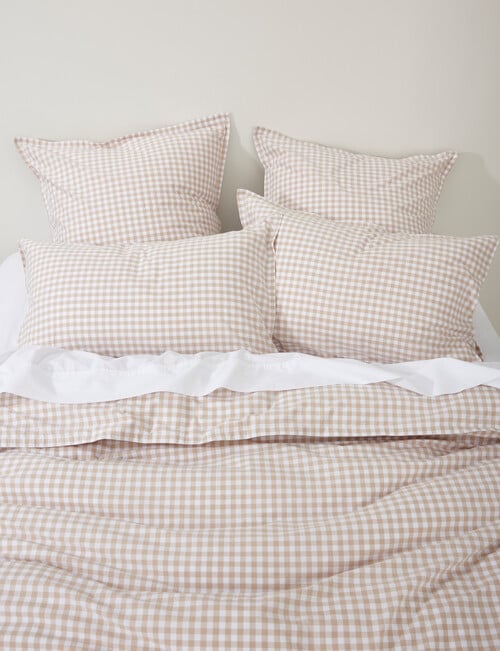 Haven Stone Wash Gingham Duvet Cover Set, Natural product photo View 05 L