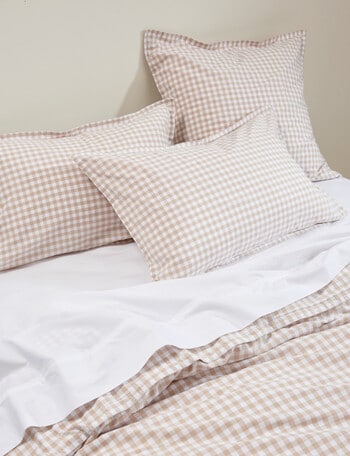 Haven Stone Wash Gingham Euro Pillowcase, Natural product photo