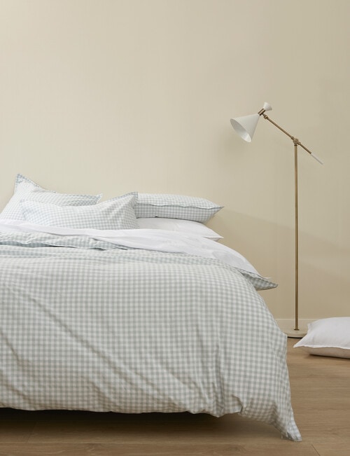 Haven Stone Wash Gingham Duvet Cover Set, Blue product photo
