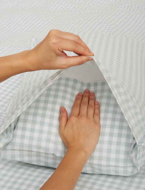 Haven Stone Wash Gingham Duvet Cover Set, Blue product photo View 04 L