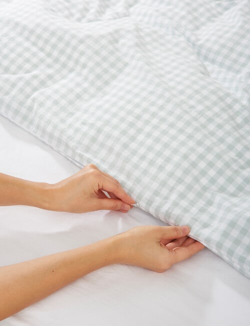 Haven Stone Wash Gingham Duvet Cover Set, Blue product photo View 03 L