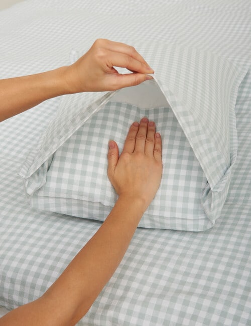 Haven Stone Wash Gingham Duvet Cover Set, Blue product photo View 04 L