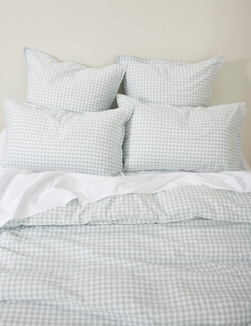 Haven Stone Wash Gingham Duvet Cover Set, Ice Blue product photo View 05 L
