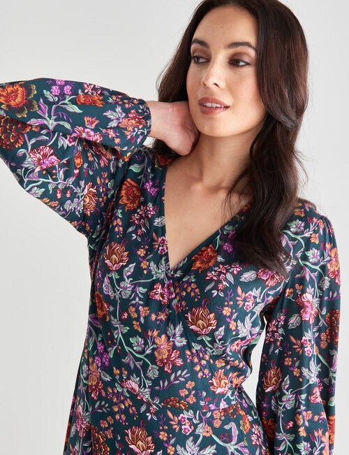 Whistle Woodland VNeck Wrap Dress, Green Womens Red Dot