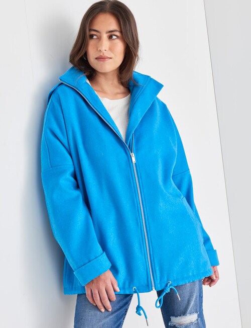 Zest Zip Up Hooded Coat, Aqua - Womens Clearance