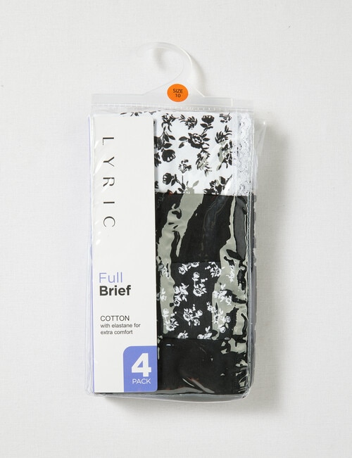 Lyric Floral Full Briefs, 4-Pack, Black & White, 10 - 26 product photo View 04 L