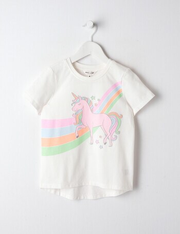 Mac & Ellie Rainbow Unicorn Short Sleeve Tee, Vanilla product photo