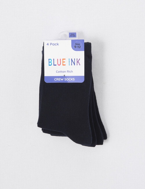 Blue Ink Cotton Rich Crew Sock, 4-Pack, Navy product photo