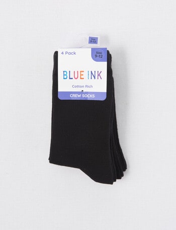 Blue Ink Cotton Crew Sock, 4-Pack, Black product photo