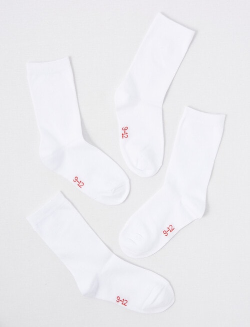 Blue Ink Cotton Crew Sock, 4-Pack, White product photo View 02 L