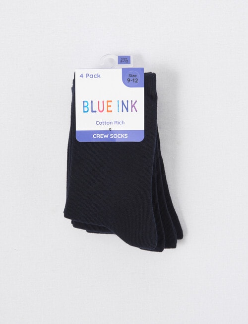 Blue Ink Cotton Crew Sock, 4-Pack, Navy product photo