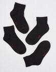 Blue Ink Cotton Quarter Crew Sock, 4-Pack, Black product photo View 02 S