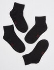 Blue Ink Cotton Rich Quarter Crew Sock, 4-Pack, Black product photo View 02 S