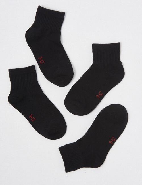 Blue Ink Cotton Rich Quarter Crew Sock, 4-Pack, Black product photo View 02 L