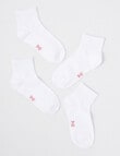 Blue Ink Cotton Quarter Crew Sock, 4-Pack, White product photo View 02 S