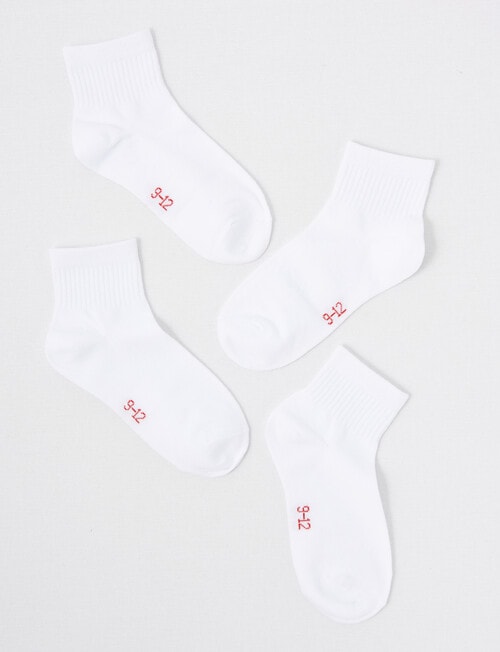 Blue Ink Cotton Quarter Crew Sock, 4-Pack, White product photo View 02 L