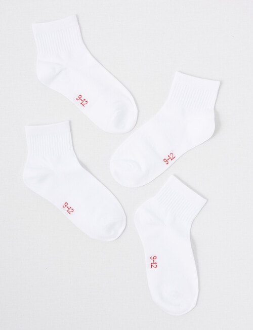 Blue Ink Cotton Rich Quarter Crew Sock, 4-Pack, White product photo View 02 L