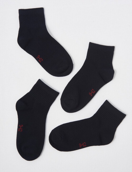 Blue Ink Cotton Quarter Crew Sock, 4-Pack, Navy product photo View 02 L