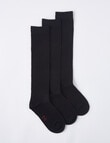 Blue Ink Cotton Rich Knee High Sock, 3-Pack, Black product photo
