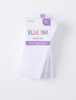 Blue Ink Cotton Rich Knee High Sock, 3-Pack, White product photo View 02 S