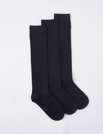 Blue Ink Cotton Rich Knee High Sock, 3-Pack, Navy product photo