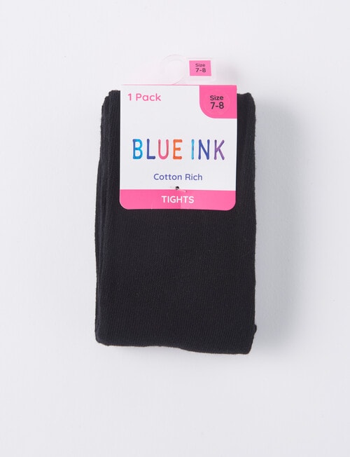 Blue Ink Cotton Rich Tights, Black product photo View 02 L
