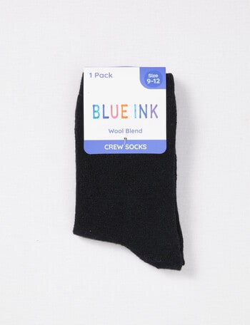 Blue Ink Wool Blend Crew Sock, Navy product photo