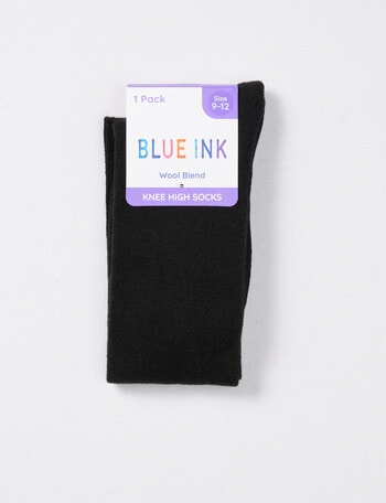 Blue Ink Wool Blend Knee High Sock, Black product photo