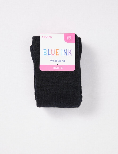 Blue Ink Wool Blend Tights, Navy product photo