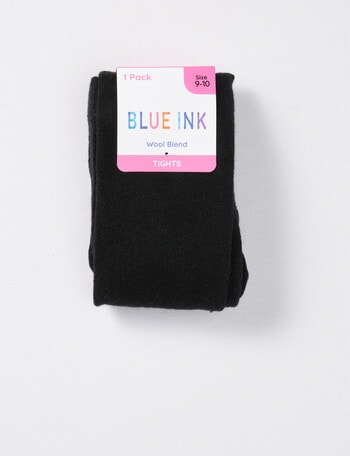 Blue Ink Wool Blend Tights, Black product photo
