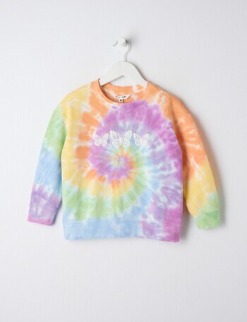Mac & Ellie Butterflies Tie Dye Full Length Sweatshirt, Rainbow product photo