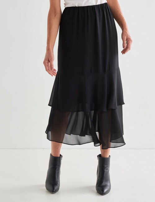 Ella J Layered Chiffon Skirt, Black product photo