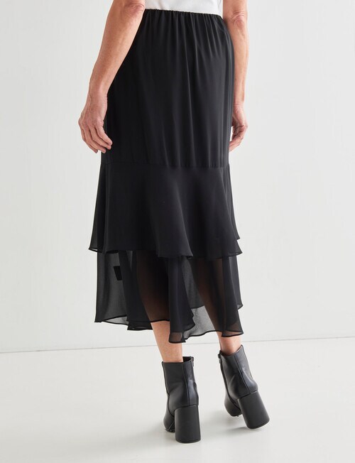 Ella J Layered Chiffon Skirt, Black product photo View 02 L