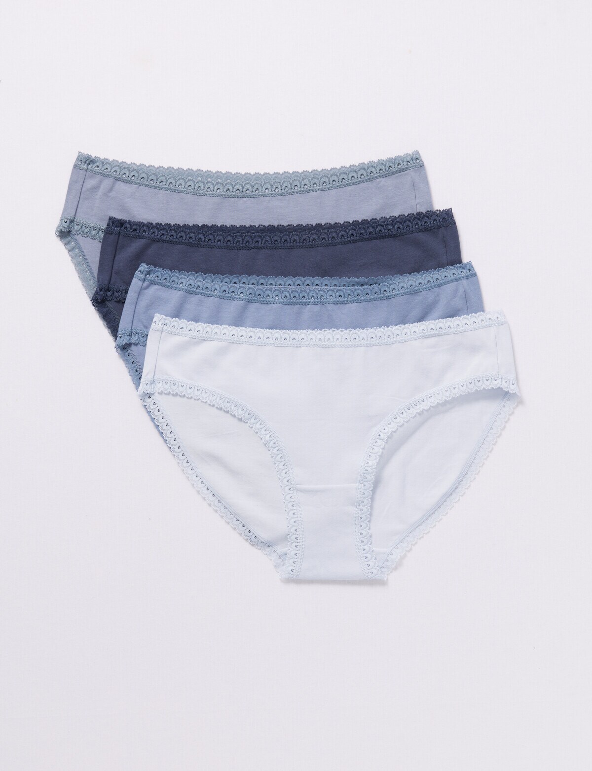 4-pack Cotton Bikini Briefs - Dark blue/white - Ladies