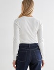 Mineral Hazel Rib Long Sleeve Top, White product photo View 02 S