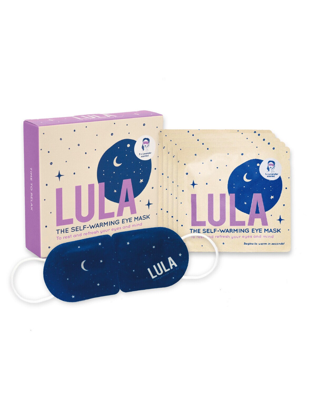 Lula Lavender Scented SelfWarming Eye Mask, Pack of 5 Treatments & Masks