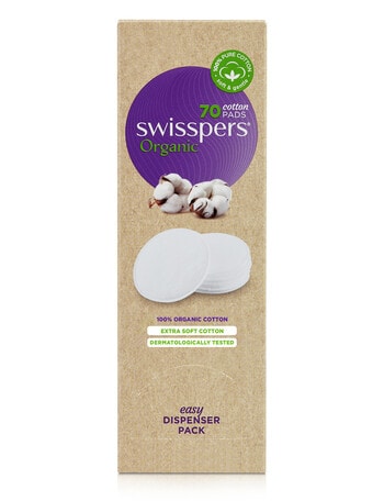 Swisspers Organic Cotton Pads, 70 Pack, Eco Dispenser product photo