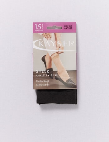Kayser 15D Sheer Anklet, 2 Pack, Nearly Black product photo
