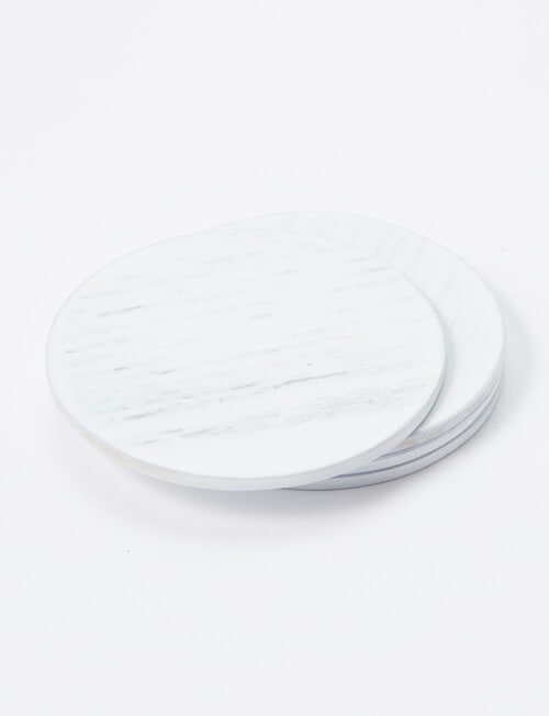 Amy Piper Grove Wooden Coaster, Set of 4, White product photo View 02 L