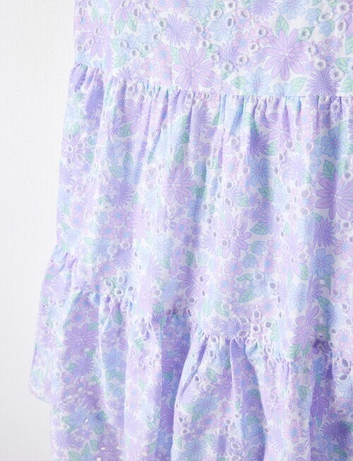 Mac & Ellie Broderie Floral Tiered Dress, White & Lavender product photo View 03 L