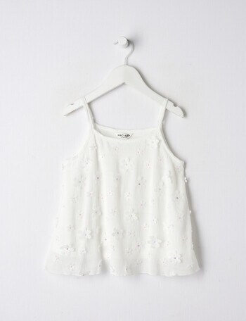 Mac & Ellie Embroidered Flower Cami Top, White product photo
