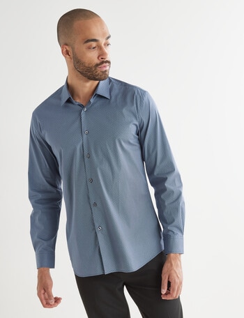 L+L Hexagon Printed Long-Sleeve Shirt, Navy product photo