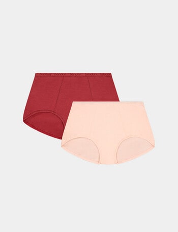 Bendon Body Cotton Trouser Brief, 2-Pack, Red & Pearl, S-XL product photo