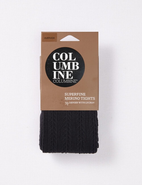 Columbine Cable Rib Superfine Merino Tight, Black product photo