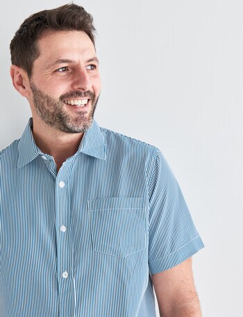 Chisel Short Sleeve Soft Touch Shirt, White & Blue product photo