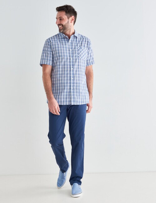 Chisel Mason Short Sleeve Shirt, White & Blue - Casual Shirts