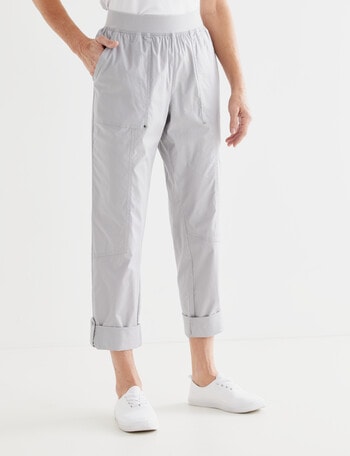 Ella J Shorter Length Stretch Cotton Weekend Pant, Pebble product photo