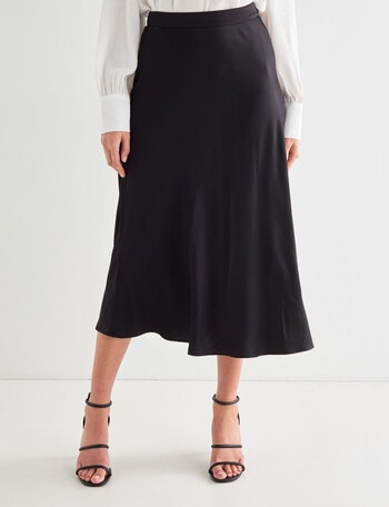 Whistle Satin Slip Skirt, Black product photo