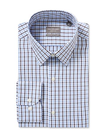 Van Heusen Mid Check Long Sleeve Classic Shirt, Brown product photo
