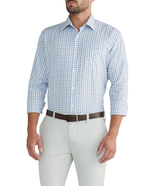 Van Heusen Large Check Long Sleeve Classic Shirt, Blue product photo View 02 L